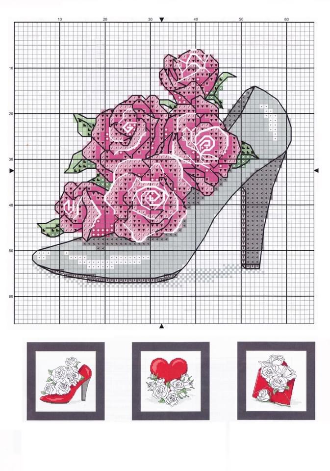 Набор из 3 бесплатных схем вышивки с розами