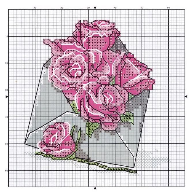 Набор из 3 бесплатных схем вышивки с розами