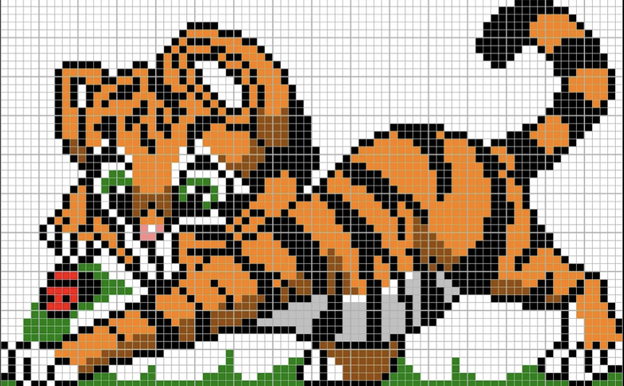 Схема вышивки крестом Тигр