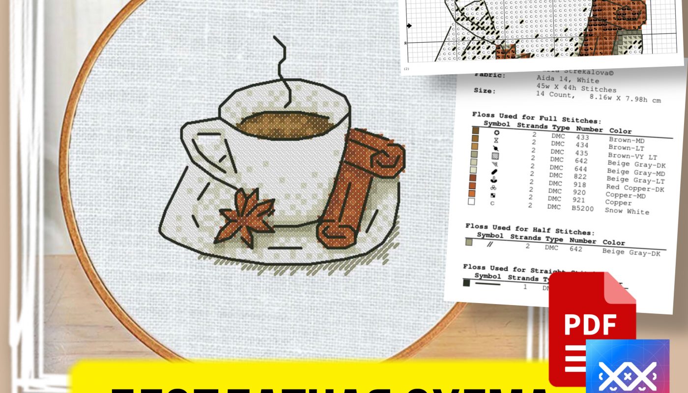 «Чашка кофе» - Бесплатная Авторская Схема Вышивки Напитки