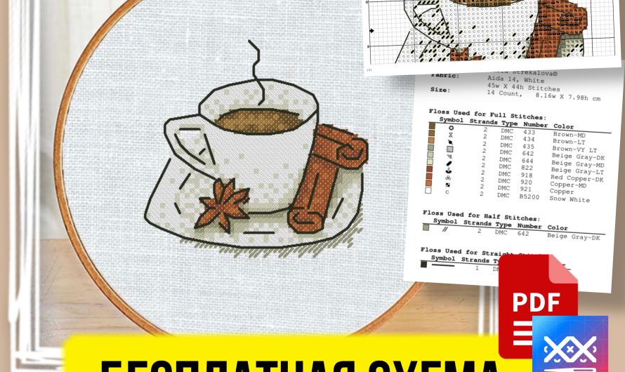 «Чашка кофе» — бесплатная схема вышивки