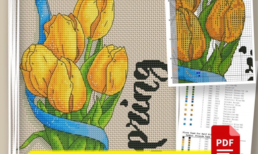 «Букет тюльпанов» — бесплатная схема вышивки крестом