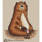 Кофе - Авторская Схема Вышивки Крестиком Медведь Купить Saga