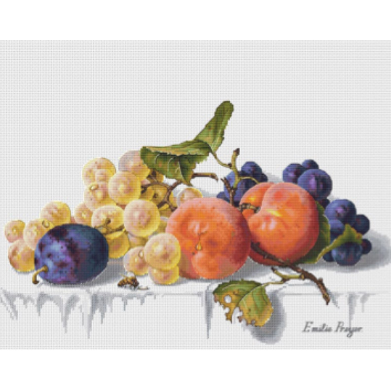 Персики и виноград - Авторская Схема Вышивки Крестом Натюрморт
