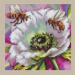 Пчелы и анемон - Авторская Схема Вышивки Крестом Цветы Купить