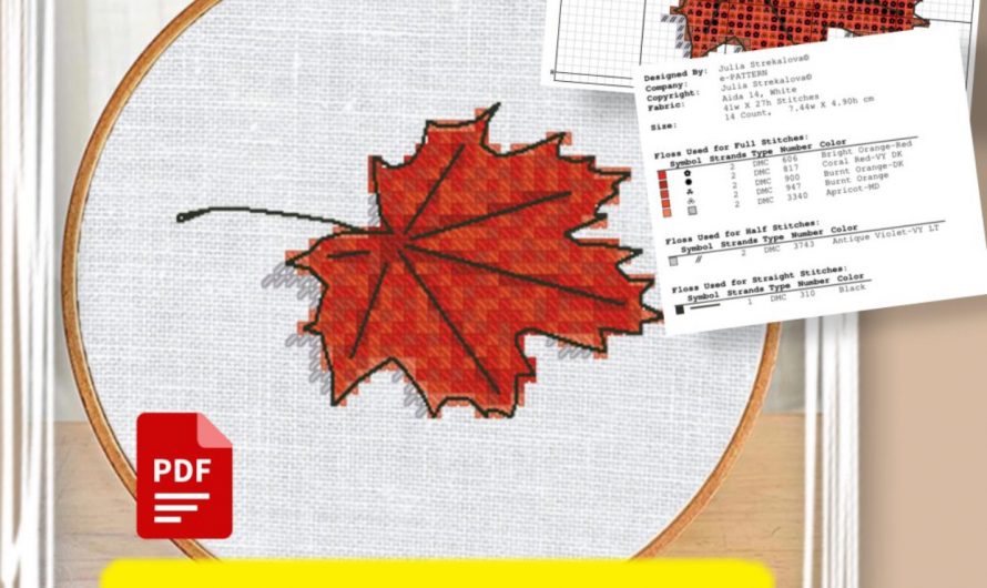 «Кленовый лист. Осень» — бесплатная схема вышивки
