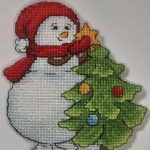 Снеговик в Красном - Новогодняя Схема Вышивки Крестом Купить