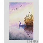 Лебедь на Озере - Авторская Схема Вышивки Крестом Купить Птицы