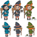 Три Ведьмочки - Авторская Схема Вышивки Хэллоуин Купить Схему