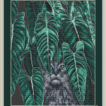 Кот в Листьях - Авторская Схема Вышивки Крестом Купить Кошки