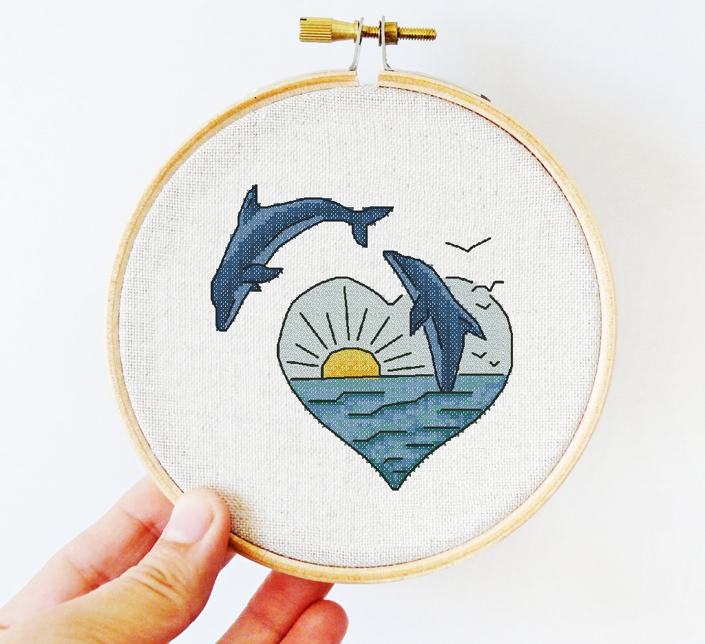Дельфины - Авторская Схема Вышивки Купить Море